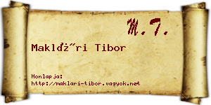 Maklári Tibor névjegykártya